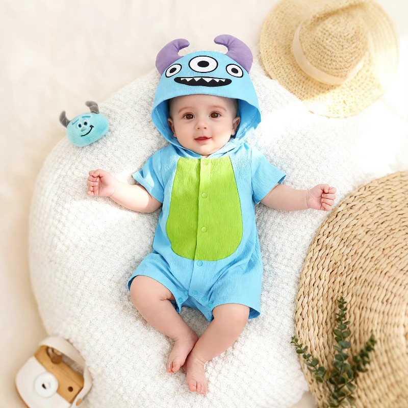 Cotton Baby Onesies Zipper - Romper Bayi Baru Lahir Motif Monster