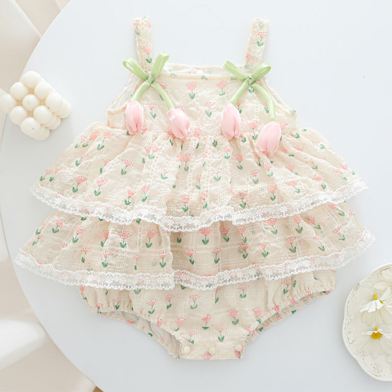 Newborn Baby Girl Romper Floral - Bodysuit Bayi Perempuan Musim Panas 2026,