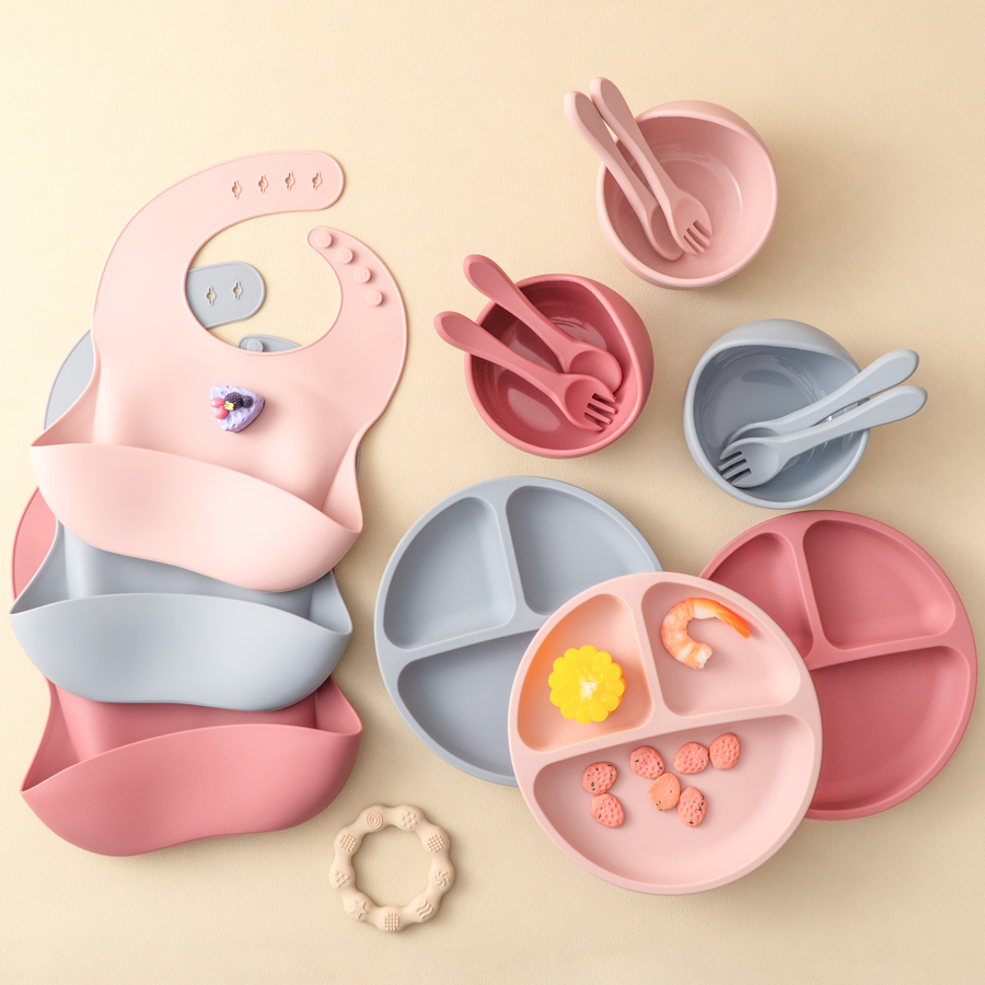 Waterproof Baby Bibs Silicone - 5 buah Set makanan silikon bayi