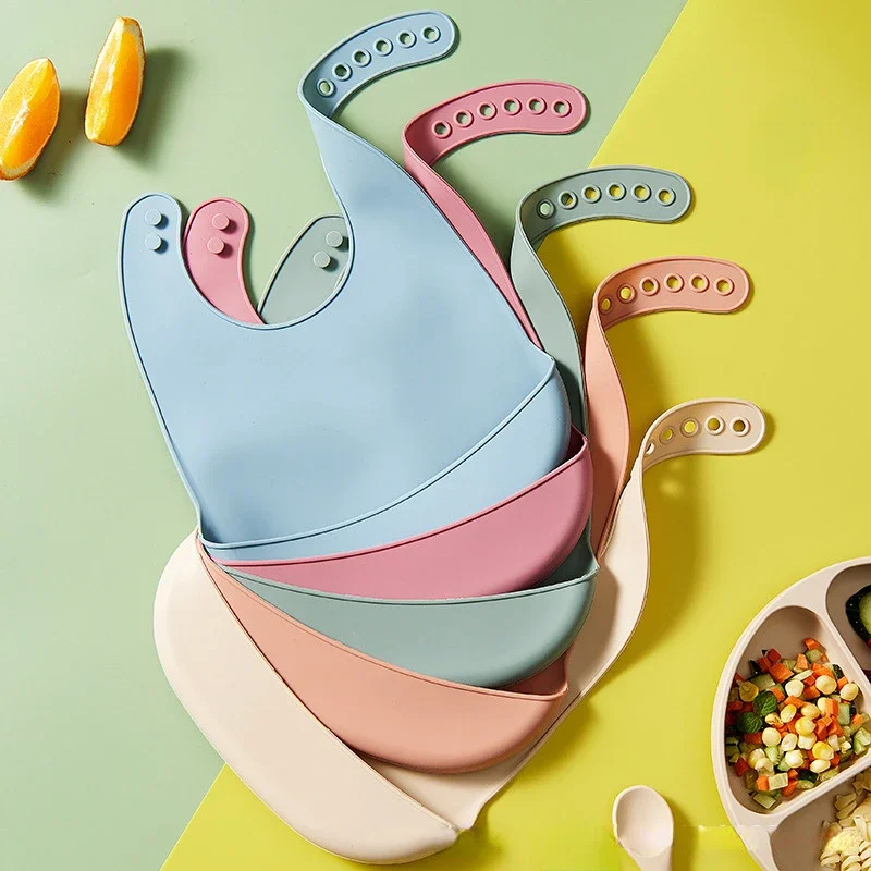 Waterproof Baby Bibs Silicone - 1-4 Buah Bib Bayi Dapat Disesuaikan