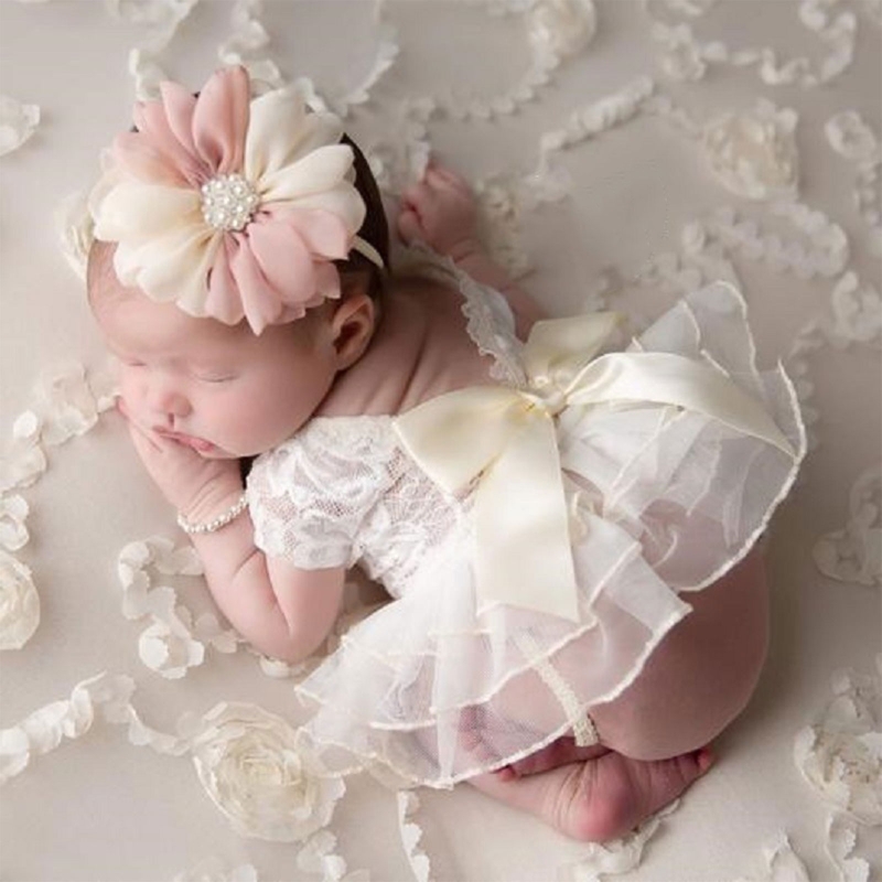 Infant Photography Props Outfit - Rok Ikatan Simpul Renda Pakaian Alat