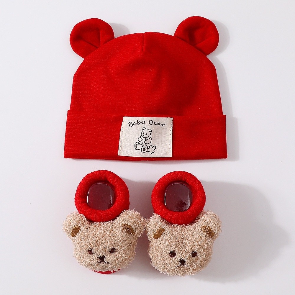 2Pcs/Set Set Topi dan Kaus Kak - Infant Beanie Hat With Ears ulasan dan harga