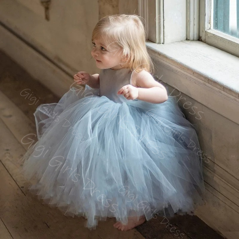 Gaun Gadis Bunga Biru untuk Pe - Toddler Girl Tulle Party Dress ulasan dan harga