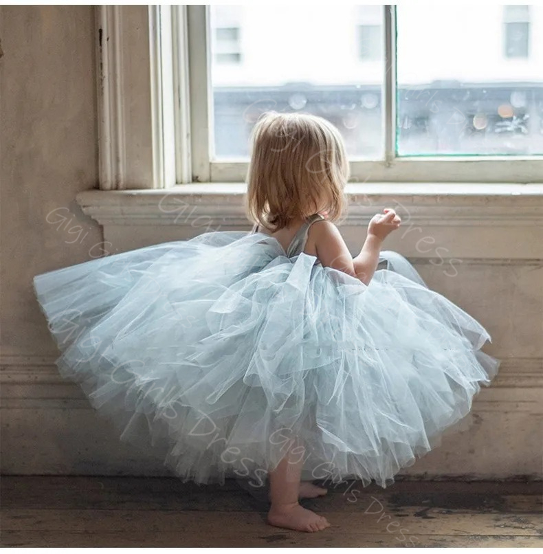 Gaun Gadis Bunga Biru untuk Pe - Toddler Girl Tulle Party Dress ulasan dan harga