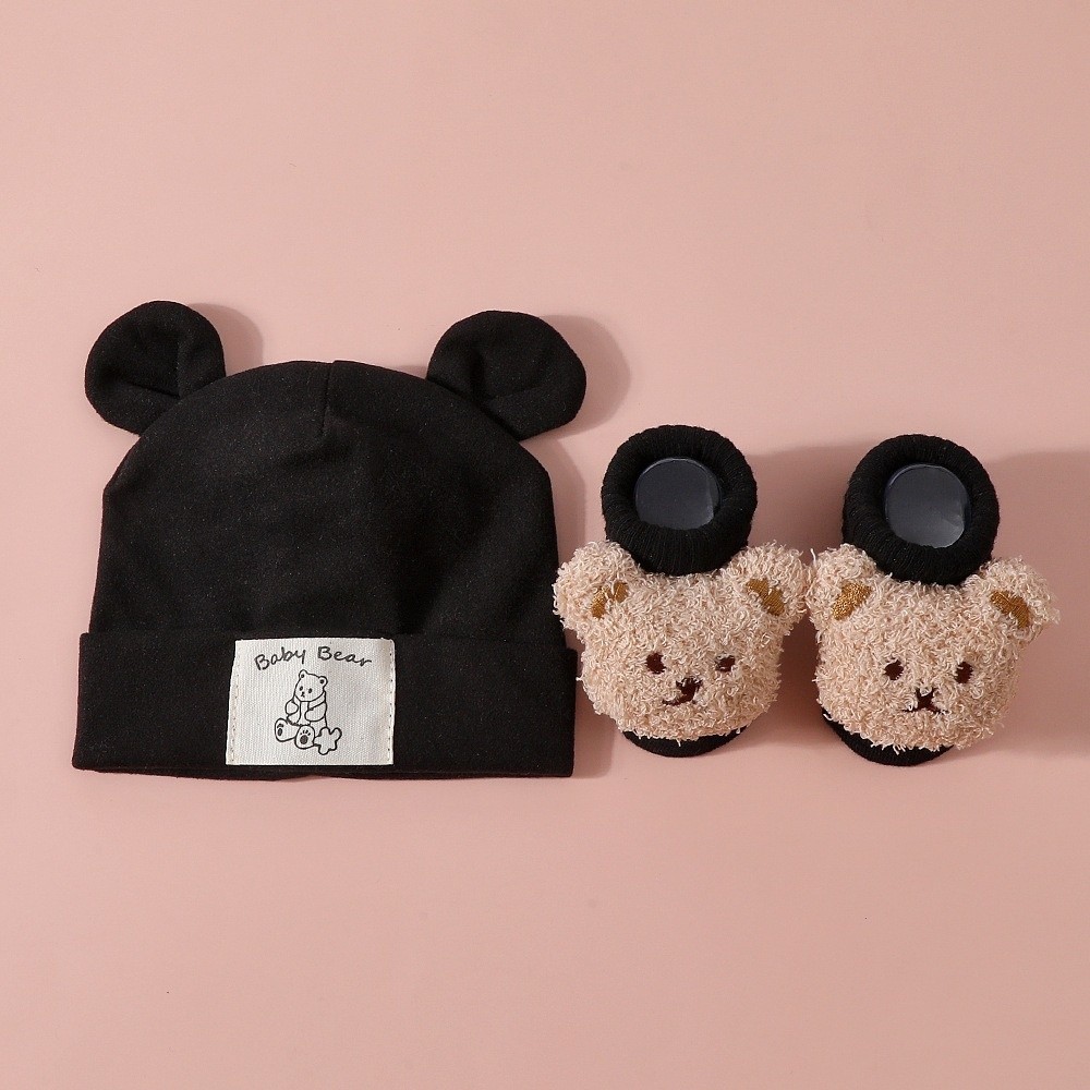 2 Pcs/Set Set Topi dan Kaus Ka - Infant Beanie Hat With Ears ulasan dan harga