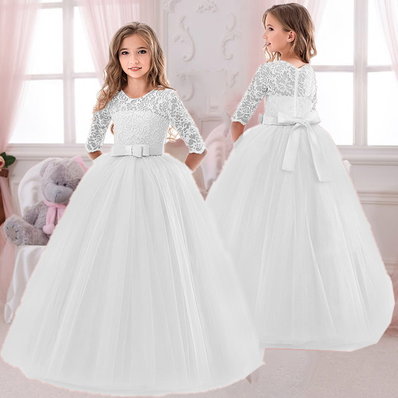 Gaun Putri Busur Bordir Renda  - Toddler Girl Tulle Party Dress ulasan dan harga