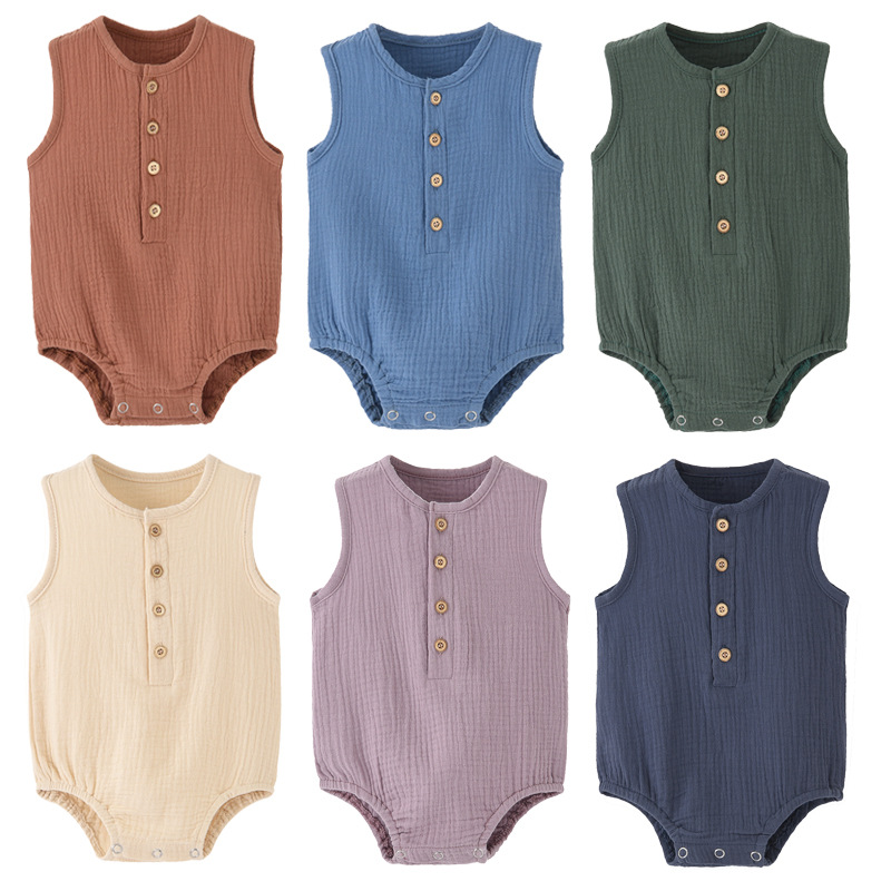 Baju bayi baru lahir musim pan - Baby Summer Linen Sleeveless Jumpsuit ulasan dan harga