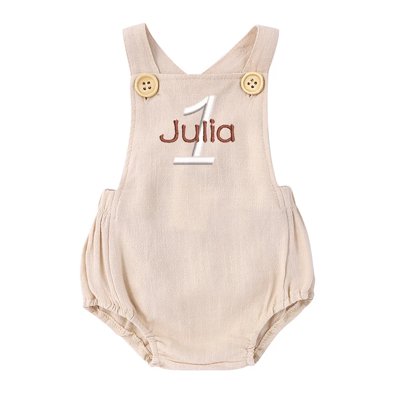 Baju monyet ulang tahun pertam - Baby Summer Linen Sleeveless Jumpsuit ulasan dan harga